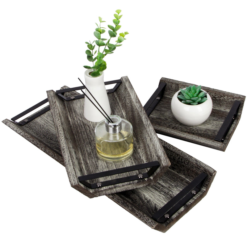 Set of 3 Serving Decorative Tray with Handles