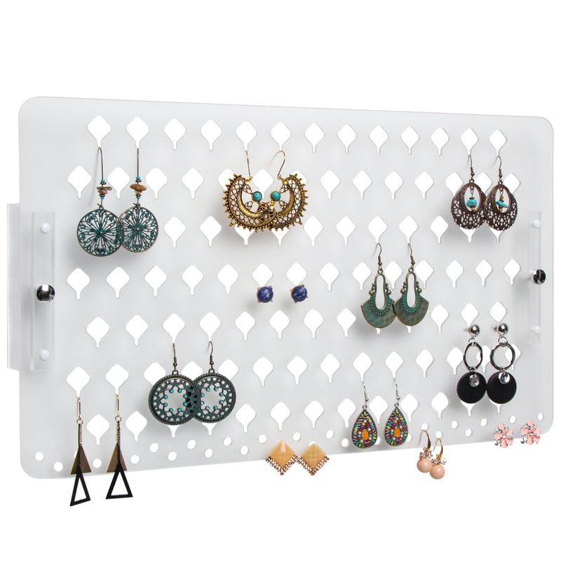 Frosted Acrylic Wall Mount Earring, Jewelry Display Organizer with 94 Holes