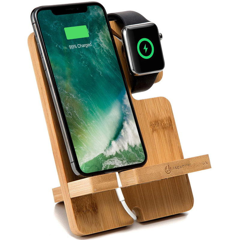 Bamboo Charger Dock Stand Organizer