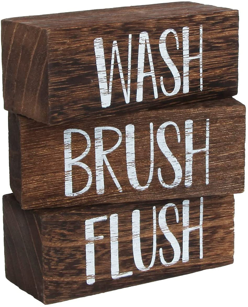 Wash Brush Flush Bathroom Sign Box (3 Piece Design)