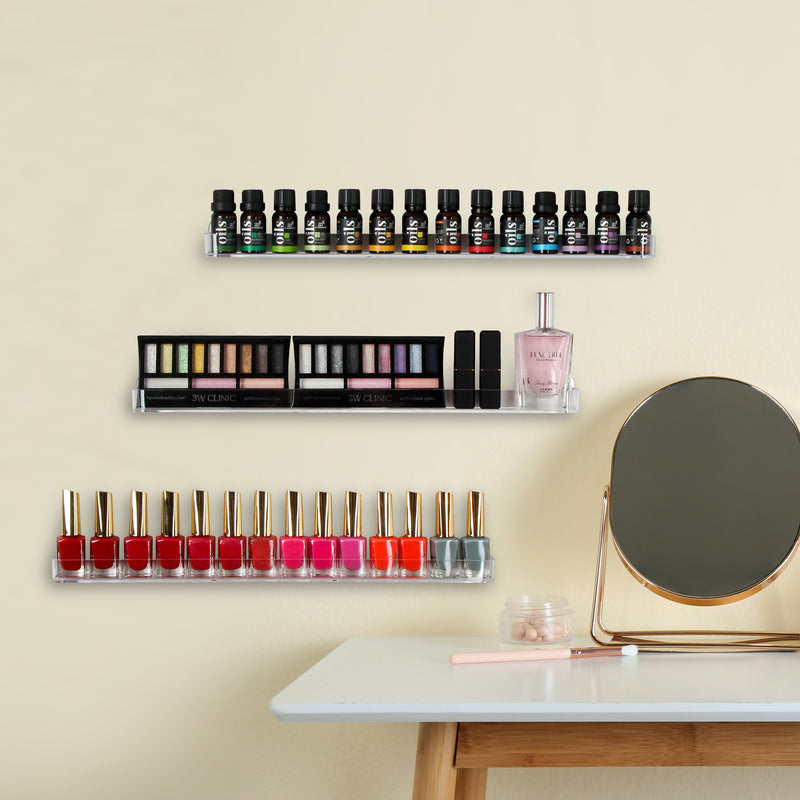 Wall Mount Acrylic Nail plish Organizer - Set of 3 Shelf