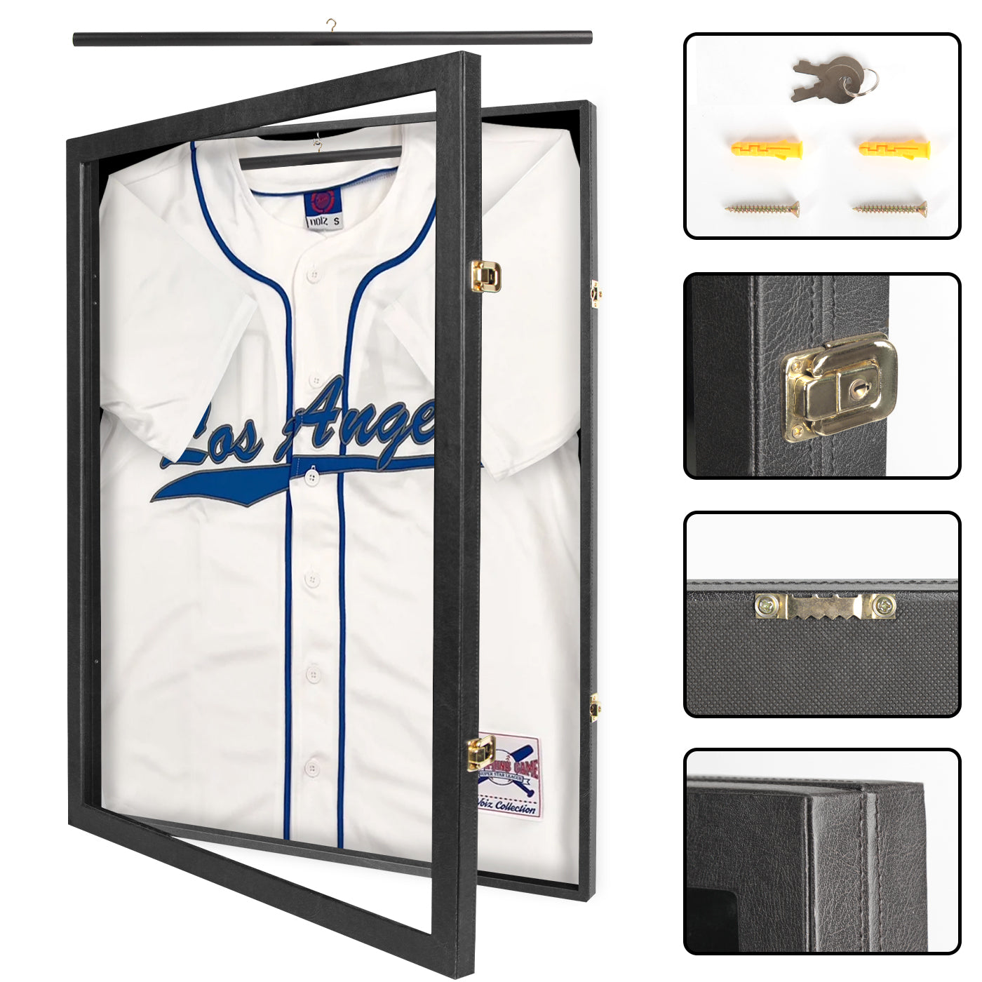 Sports Jersey Frame Display Case, Shadow Box with Hanger, for Soccer  Basketball Jersey, Black 