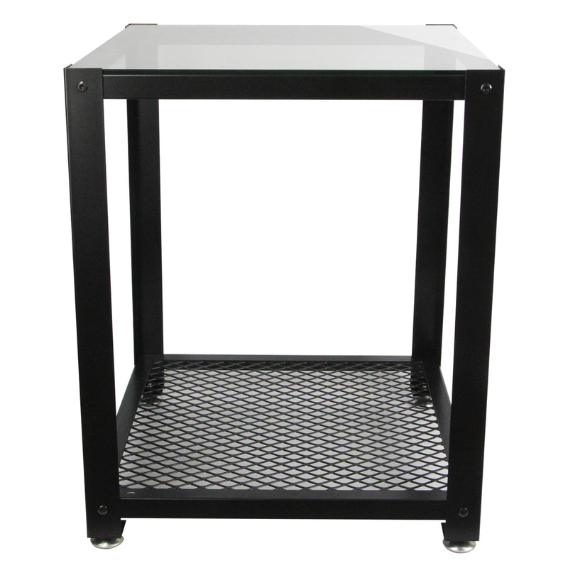 2 Tier Glass Black Square End Side Table