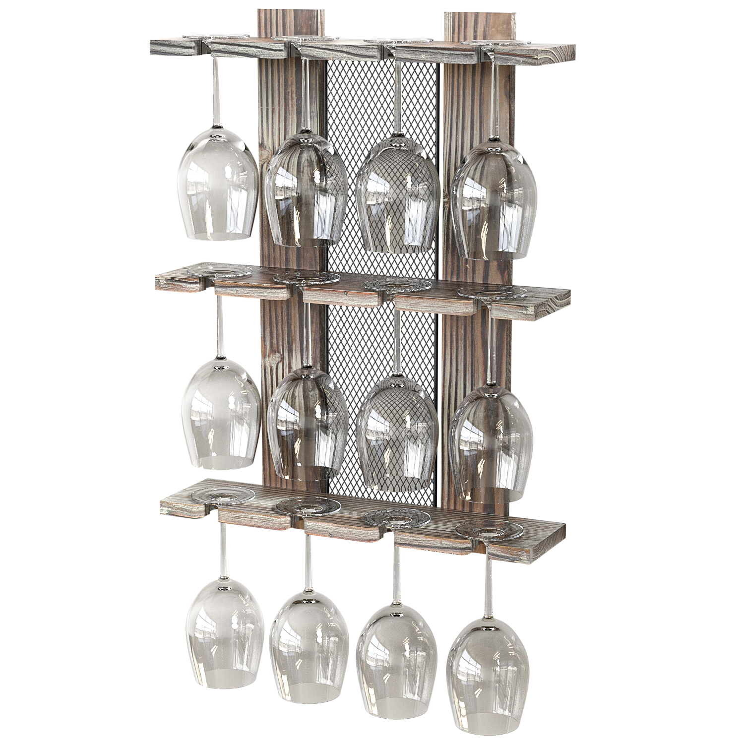 3 Tier 12 Wine Glass Holder Rack with Mesh Wire Insert – J JACKCUBE DESIGN