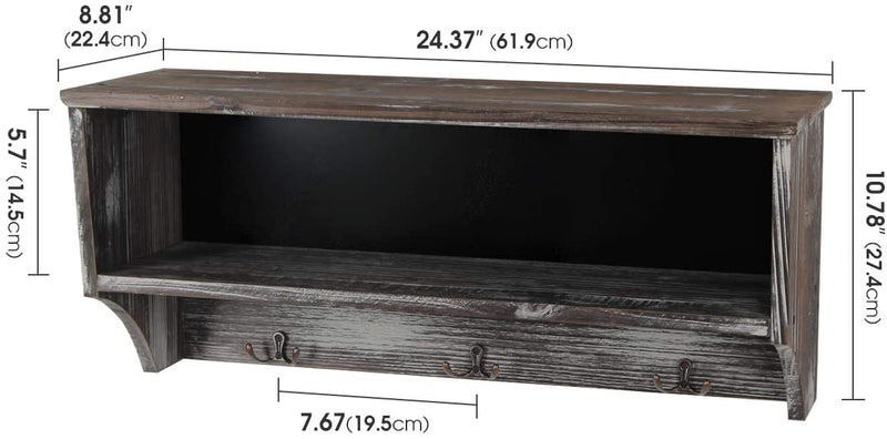 Rustic Entryway Coat Rack Storage Shelf with 3 Double Hooks
