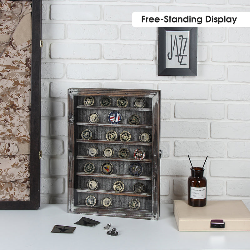 Wall Mount Military Coin Display Shadow Box