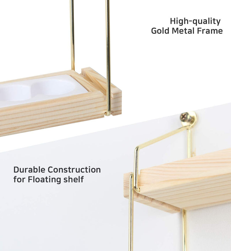 5 Tier Wall Mount Gold Metal and Wood Essential Oil Organizer