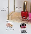 5 Tier Gold Metal Nail Polish Display Wooden Shelf