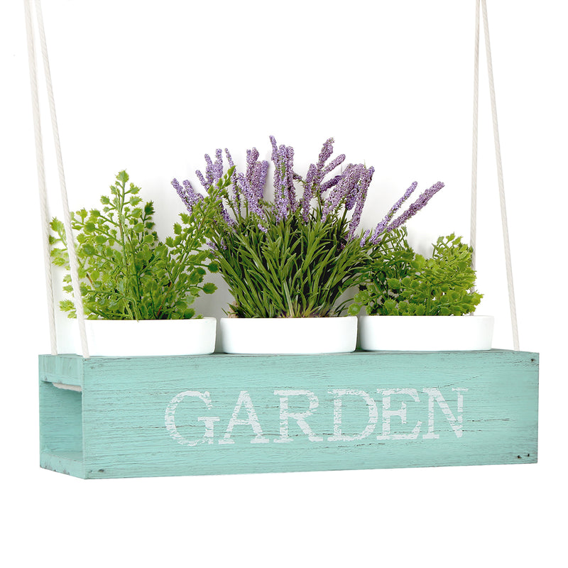 Rustic Blue Hanging Planter with 3 Pots
