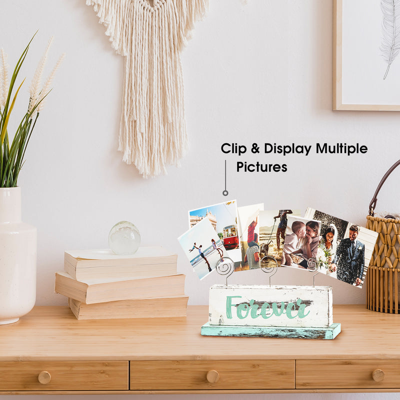 Multi-photo Gallery Display Holder with 3 Wire Clips