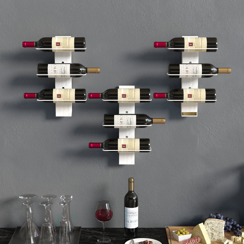 White Wall Mount Wine Rack Organizer for 9 Bottles