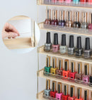 5 Tier Gold Metal Nail Polish Display Wooden Shelf