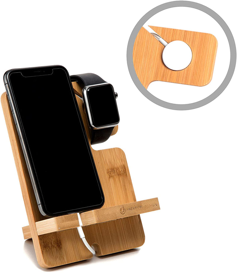 Bamboo Charger Dock Stand Organizer