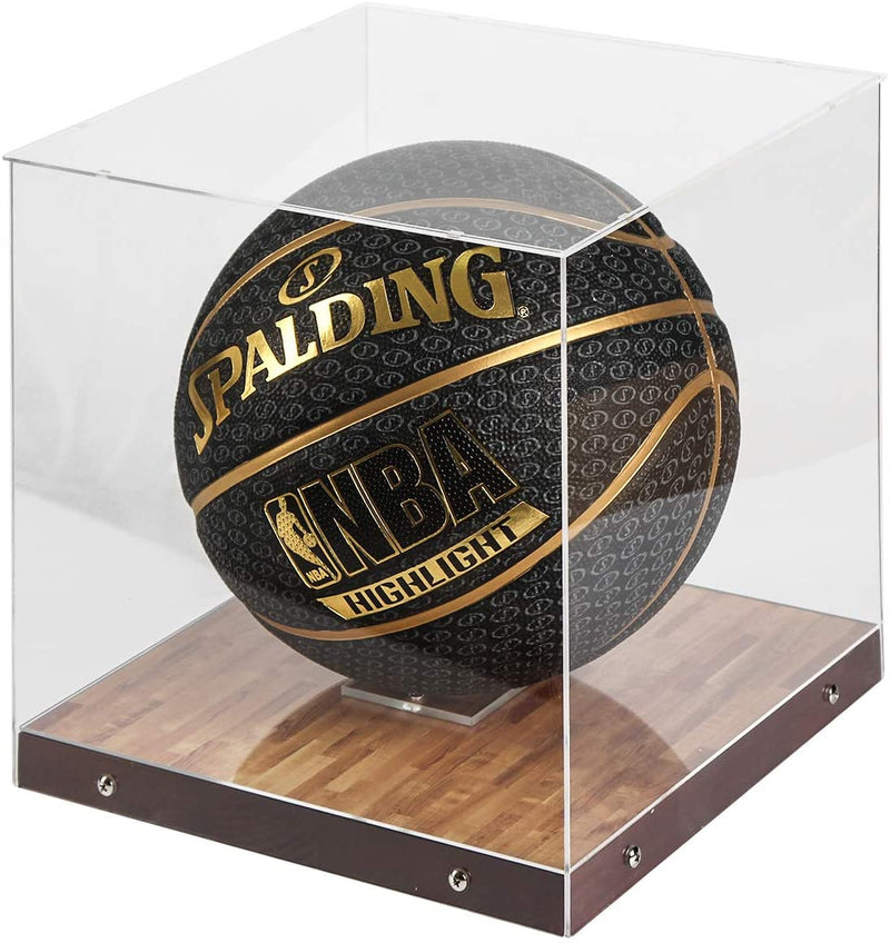 Basketball Display Case with Wooden Base