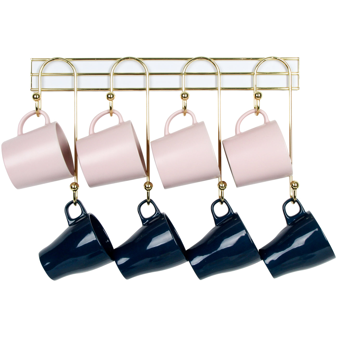 Wall Mounted Coffee Mug Cup Holder Gold Metal Rack- 8 Hooks – J JACKCUBE  DESIGN