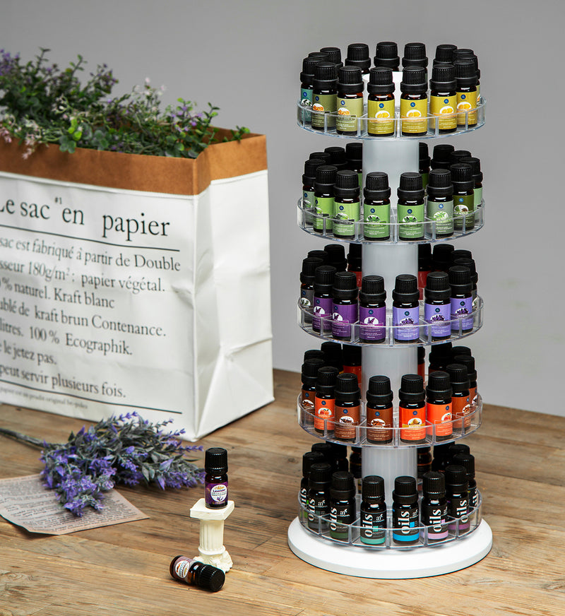 5 Tier Rotating Essential Oil Display Stand for 75 Bottles