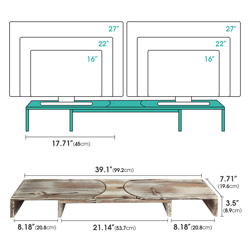 Rustic Wood Dual Monitor Stand