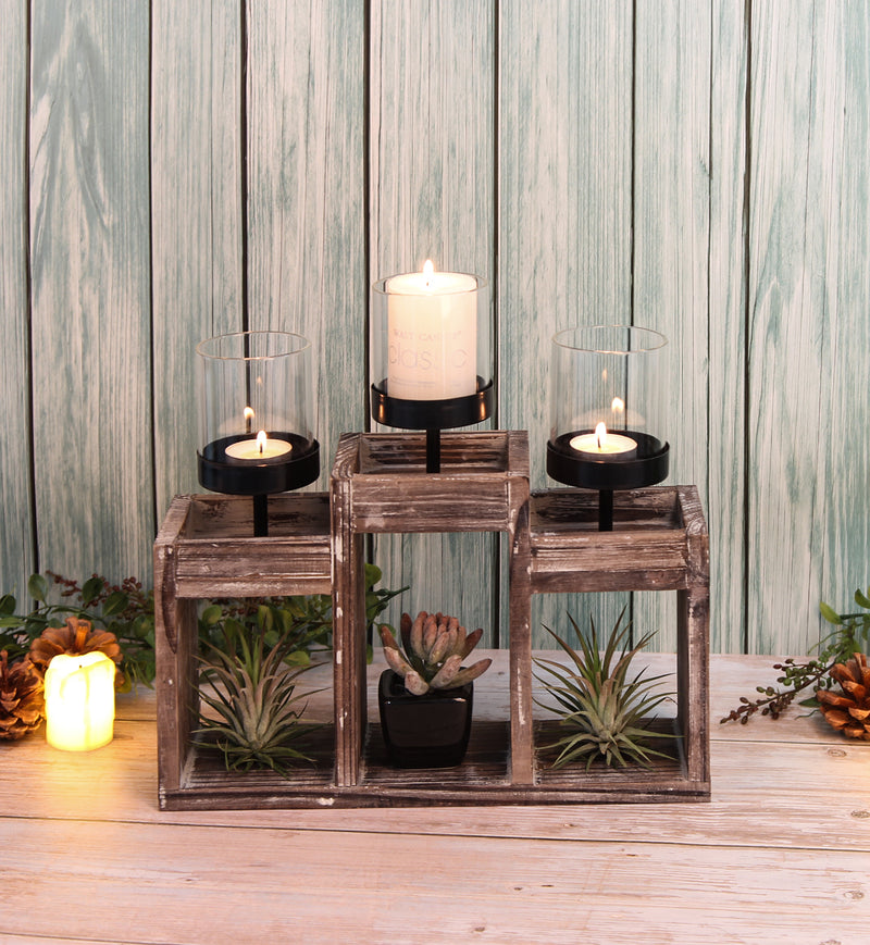 Decorative Candle Holder Display Stand with 3 Glass Votive Cups