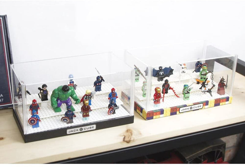 Acrylic Minifigure Display Case with Brick Building Stairs