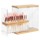 Acrylic Bamboo Makeup Brush Holder Organizer with 29 Holes (Transparent)