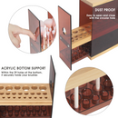 Acrylic Bamboo Makeup Brush Holder Organizer with 29 Holes (Transparent Brown)