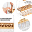 Acrylic Bamboo Makeup Brush Holder Organizer with 29 Holes (Transparent)