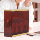 Acrylic Bamboo Makeup Brush Holder Organizer with 29 Holes (Transparent Brown)