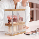 Acrylic Bamboo Makeup Brush Holder Organizer with 29 Holes (Transparent)