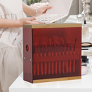 Acrylic Bamboo Makeup Brush Holder Organizer with 29 Holes (Transparent Brown)