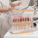 Acrylic Bamboo Makeup Brush Holder Organizer with 29 Holes (Transparent)