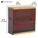 Acrylic Bamboo Makeup Brush Holder Organizer with 29 Holes (Transparent Brown)