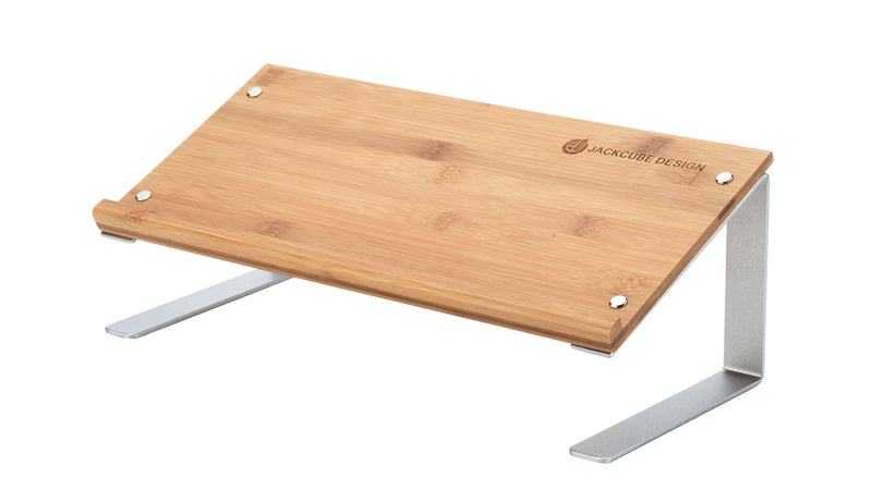 Wooden Tablet, Book Stand for Desk with Silver Metal Legs