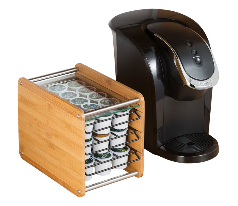 Bamboo K-Cup Coffee Pod Holder Coffee Machine Stand Storage Organizer