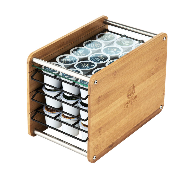 3 Tier Wooden K-Cup Coffee Pod Holder Storage Drawer (48 K-Cups)