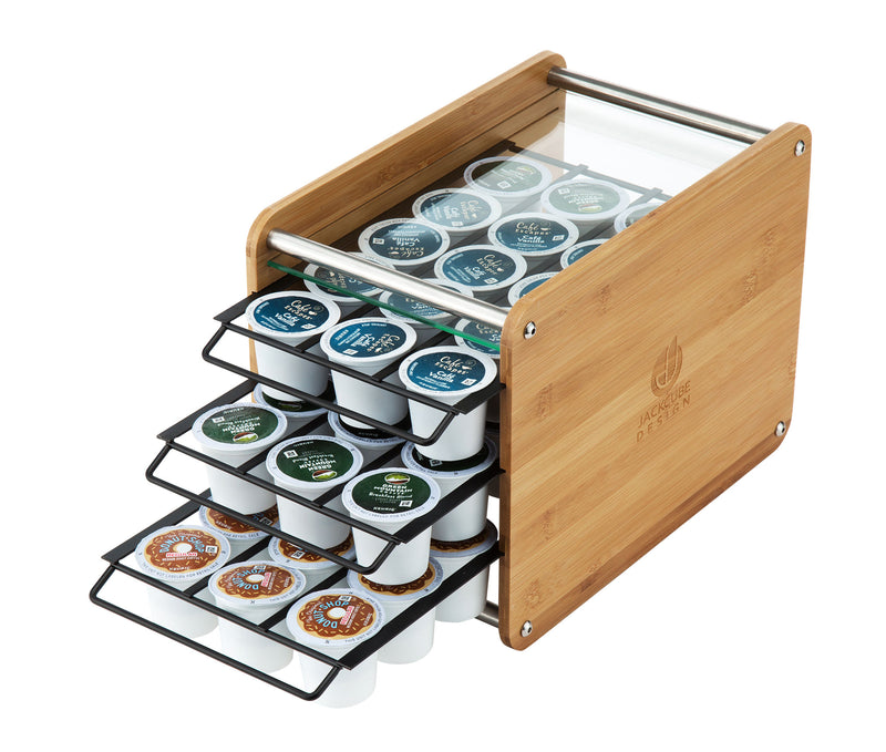 3 Tier Wooden K-Cup Coffee Pod Holder Storage Drawer (48 K-Cups)