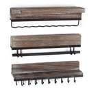 3 Piece Rustic Wood Wall Mount Jewelry Organizer Set