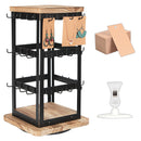 3 Tier 360 Rotating Black Metal Earring Holder Organizer