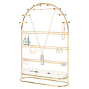 4 Tier Gold Jewelry Display Stand with Ceramic Tray