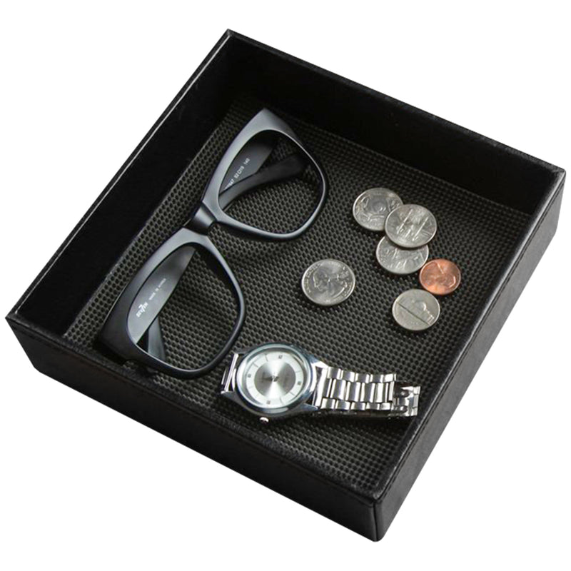 Leather Rubber Finger Scraper Matte Valet Tray Storage (Black)