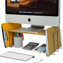 Wood Monitor Stand with 2 Storage Pocket