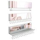 Set of 3 Acrylic Mirror Hanging Jewelry Necklace Organizer with 28 Hooks and Rod