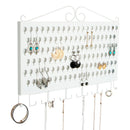 White Wall Mount Jewelry Organizer with 117 Holes & 12 Hooks
