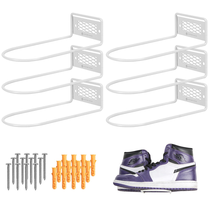 White Metal Floating Shoe Display Shelves (Set of 6)