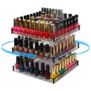 3 Tier Acrylic 360 Rotating Nail Polish Holder with Black Iron Guard