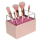 Syntethic Pink Leather Makeup Brush Holder with Pink Pearl