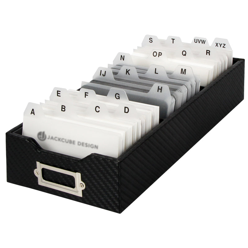 Carbon Fiber Business Card Organizer with Removable Divider (Black)