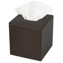Brown Quilted Faux Leather Square Tissue Box Holder Cover