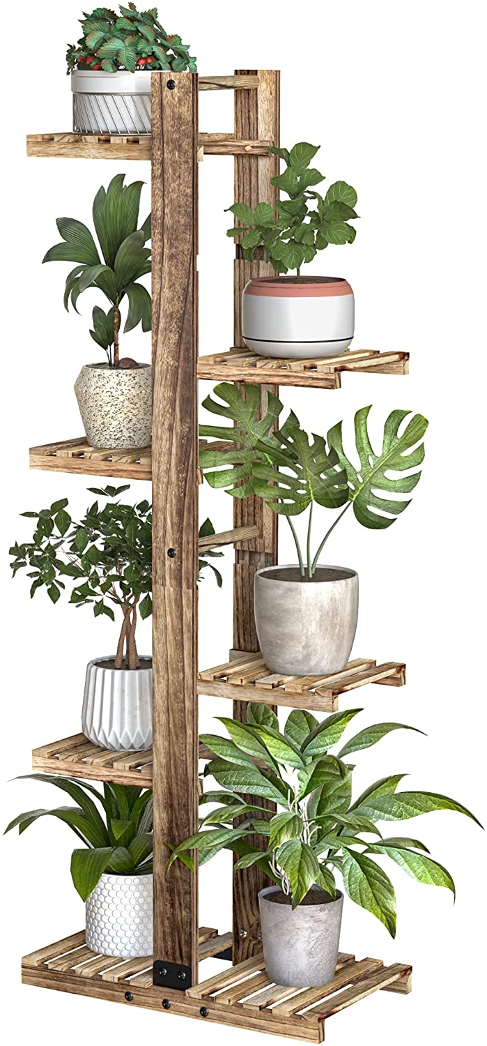 Rustic Wood 6 Tiered Plant Stand