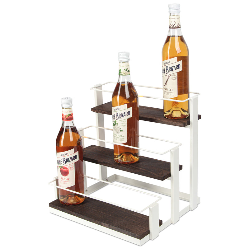 3 Tier 12 Syrup Bottle Storage Holder Rack (White)