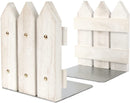 Decorative White Rustic Wood Bookends- Set of 2